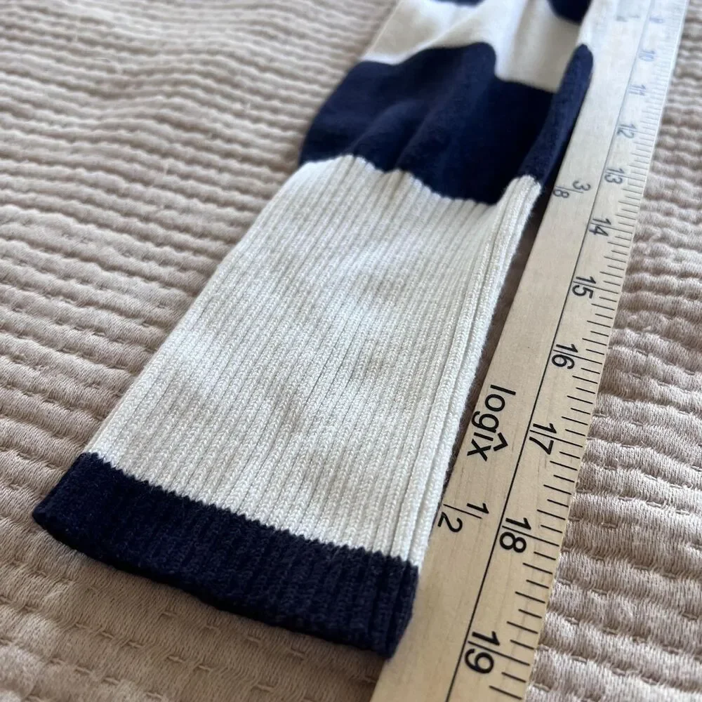 Tommy Hilfiger Sweater Womens Medium White Navy Stripe Lace‎ Up Hooded Pullover
